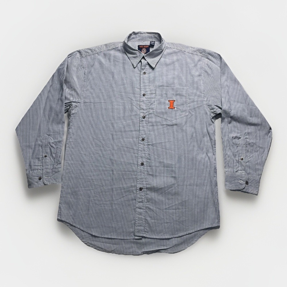 Three Square by Royce Apparel University of Illinois Gray Striped Mens Shirt 2XL